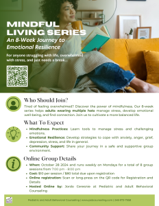 8 Week Mindful Living Series Online Group at Pediatric and Adult Behavioral Counseling
